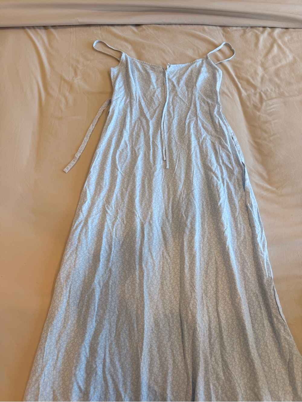 John Galt Light Blue Floral Maxi Dress with Tie Detail